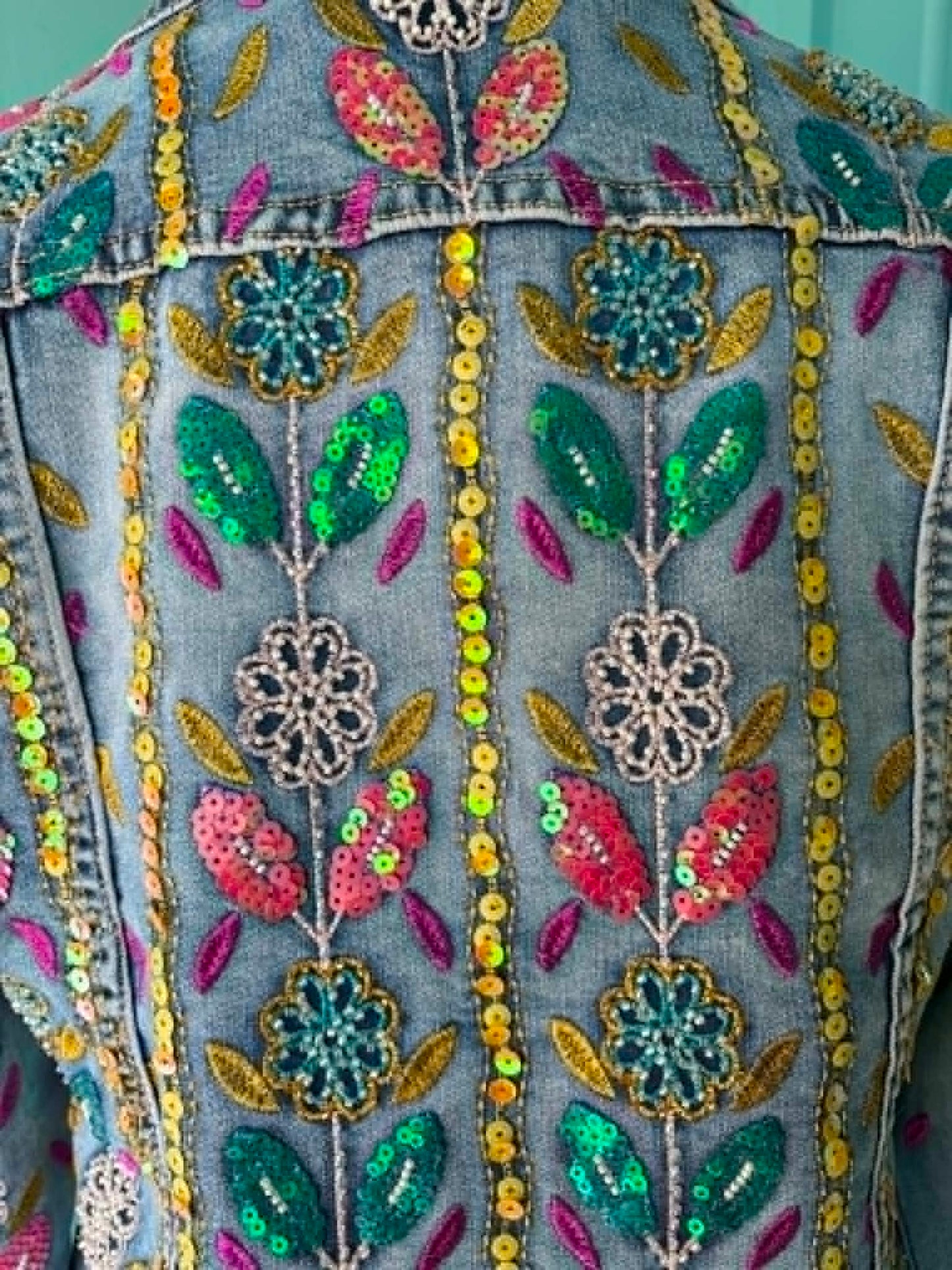 THE 'FANTASIA' EXQUISITELY EMBROIDERED AND BEADED SOFT DENIM JACKET FROM OUIR PARISIAN COLLECTION