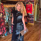 THE 'CARNABY' STUNNING URBAN CHIC STYLE NEWSPAPER PRINT LATTICE DRESS WITH FRINGE ITALIAN DESIGN