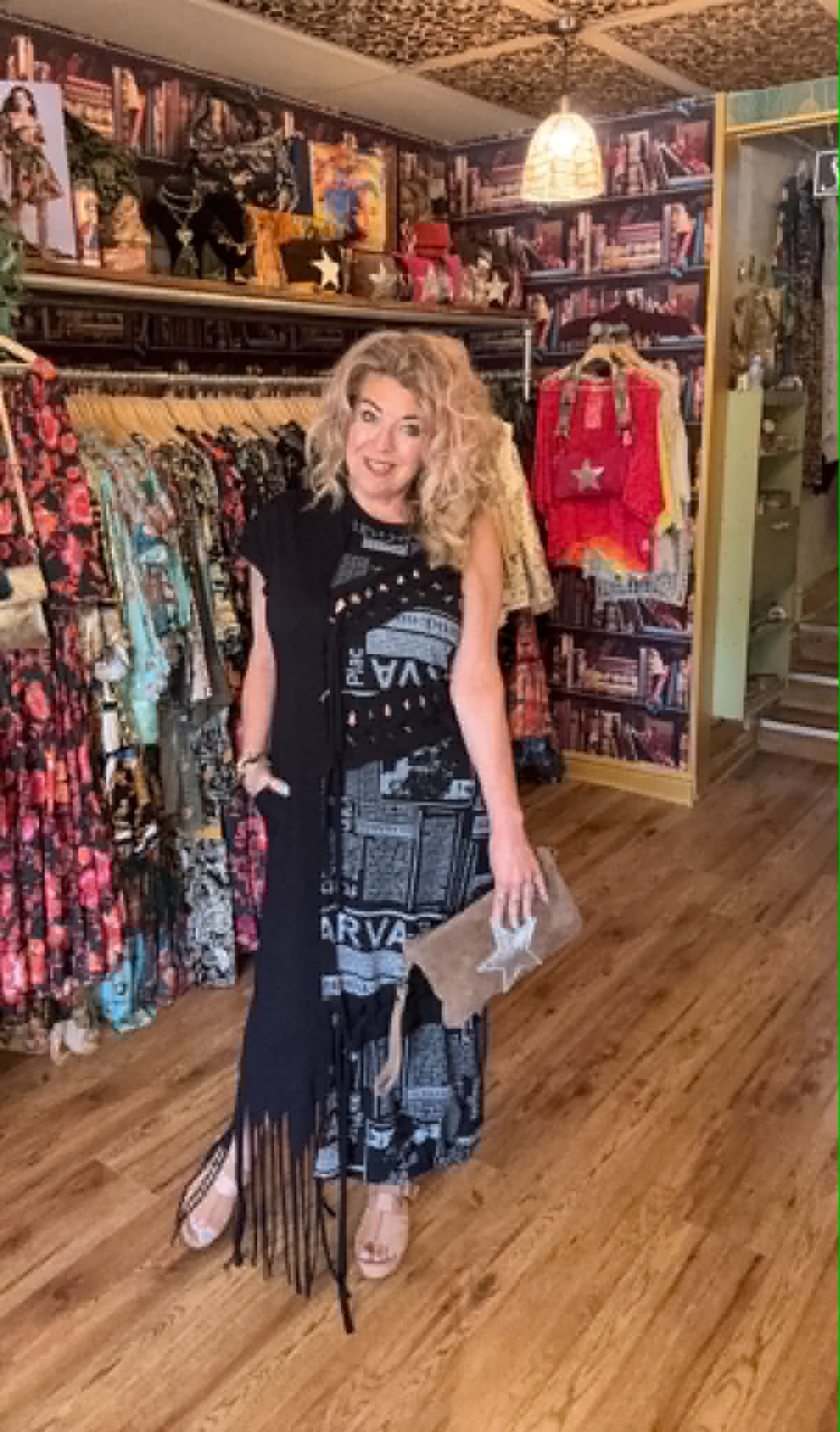 THE 'CARNABY' STUNNING URBAN CHIC STYLE NEWSPAPER PRINT LATTICE DRESS WITH FRINGE ITALIAN DESIGN