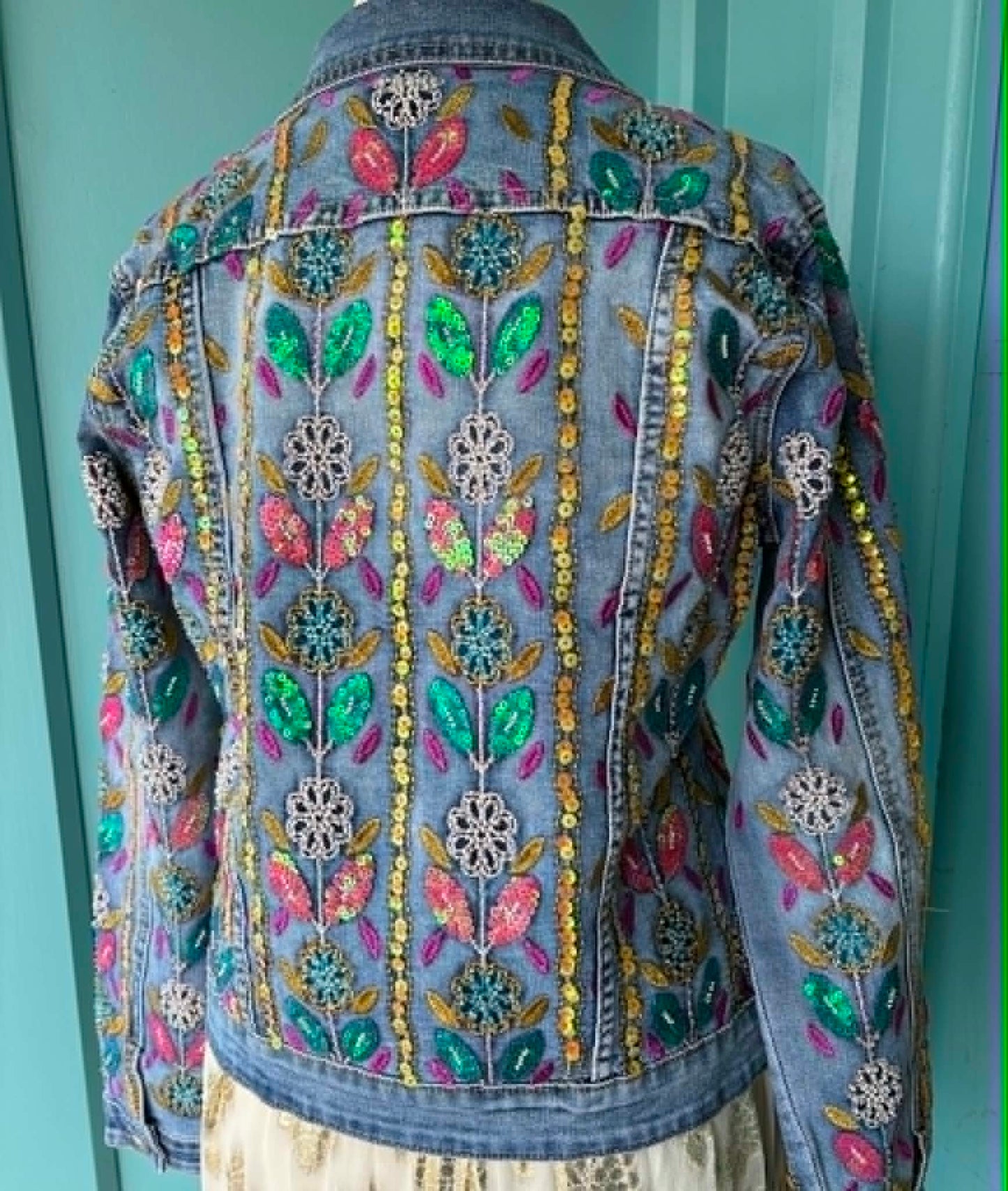 THE 'FANTASIA' EXQUISITELY EMBROIDERED AND BEADED SOFT DENIM JACKET FROM OUIR PARISIAN COLLECTION