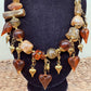 THE 'OPHELIA' STUNNING AMBER AND SPICE COLOURED DANGLING HEARTS NECKLACE