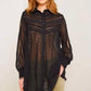THE 'VICTORIANA' STUNNING BLACK DOBBY SPOT LACE EMBELLISHED VICTORIANA STYLE BUTTON THROUGH TUNIC/DRESS