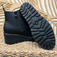 THE 'LUNA' CONTEMPORARY WEDGE PLATFORM CLASSIC BLACK BOOT FROM OUR SUPER COMFORT 'LITESOLES' RANGE