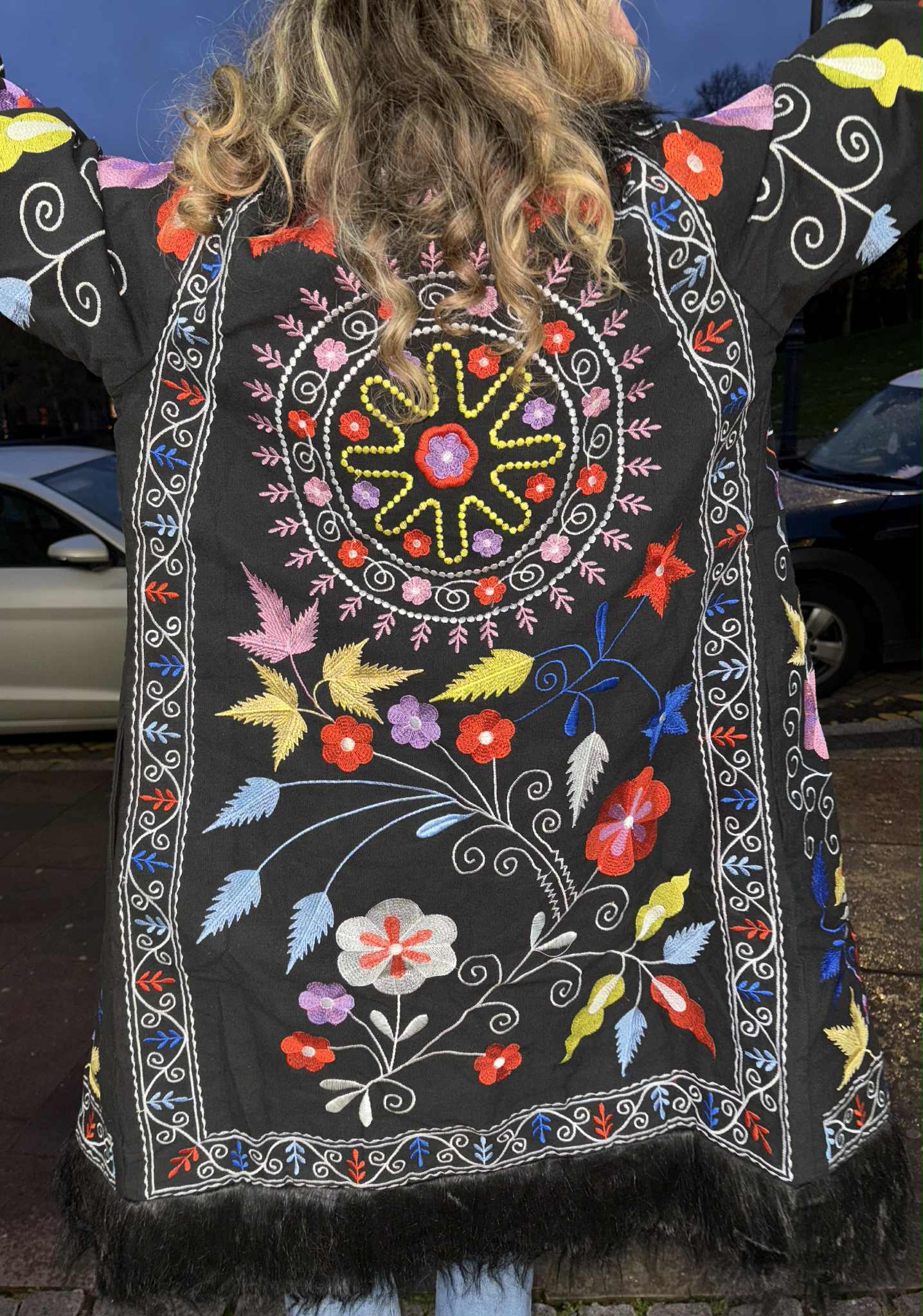 THE 'MODA' STUNNING 70'S  AFGHAN STYLE FAUX FUR COAT WITH BEAUTIFUL EMBROIDERY FROM OUR EXCLUSIVE SPANISH RANGE