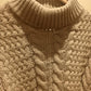 THE 'COASTAL GLOW' EXQUISITE QUALITY FUNNEL NECK CABLE KNIT WITH SPLIT DETAIL HEMLINE