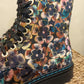 THE 'PANSY' STUNNING MULTI PANSY PATTERN LACE UP SUPER COMFORT LACE UP/ZIP BOOTS VEGAN FRIENDLY