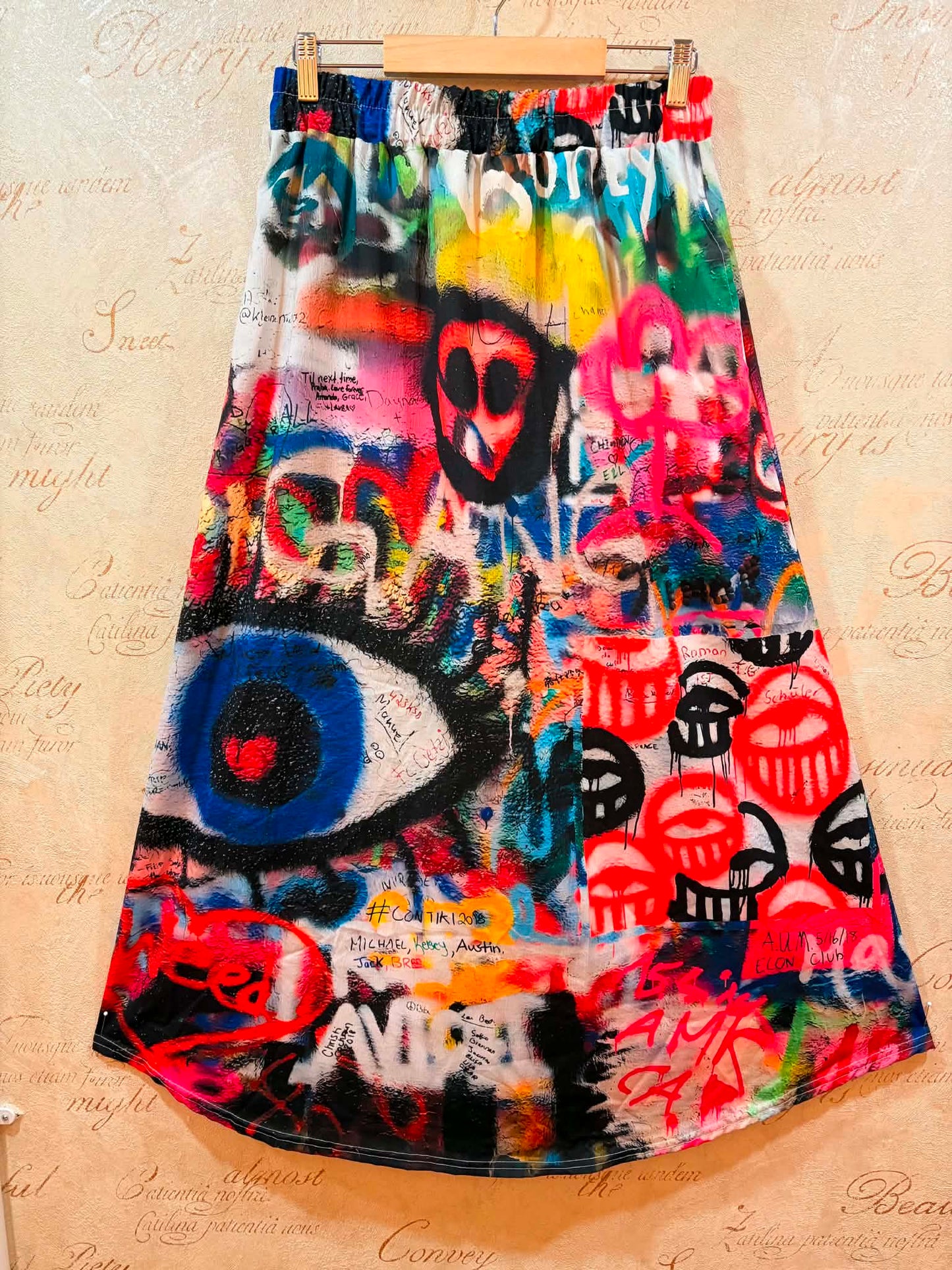 THE 'MYSTIC GRAFFITI' BOLD AND BRIGHT MAXI SKIRT WITH ELASTICATED WAIST