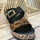 THE 'ST TROPEZ' STUNNING LEOPARD AND BLACK FEATURE PLATFORM WEDGE  SANDAL WITH SUPER COMFORT MEMORY FOAM SOLE