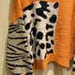 THE 'HOTCHPOTCH LEOPARD' COSY FEEL FLUFFY KNIT IN PINK OR ORANGE