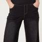 THE 'HALLE' ULTRA FLATTERING SUPER STRETCH FIGURE FIXING WIDE LEG JEANS CLASSIC BLACK IN FOUR SIZES