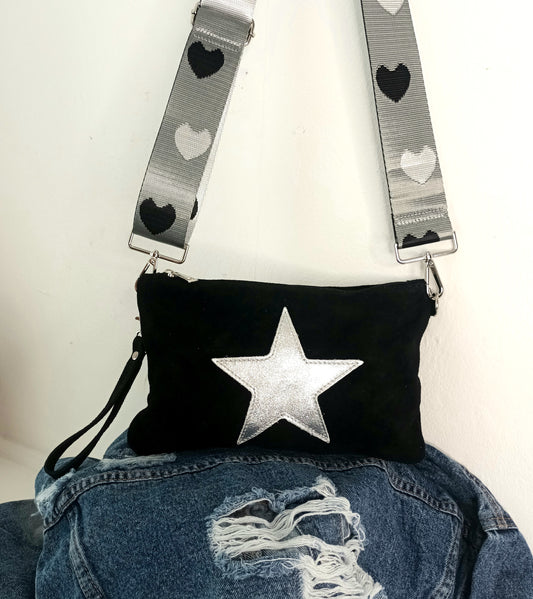 'SUPERSTAR ROCK CHICK' THREE WAY BAG (BLACK/HEARTS)