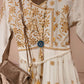 'BOHEMIAN PRINCESS' DRESS IN LUXURIOUS WHITE COTTON WITH GOLD EMBROIDERED DETAIL