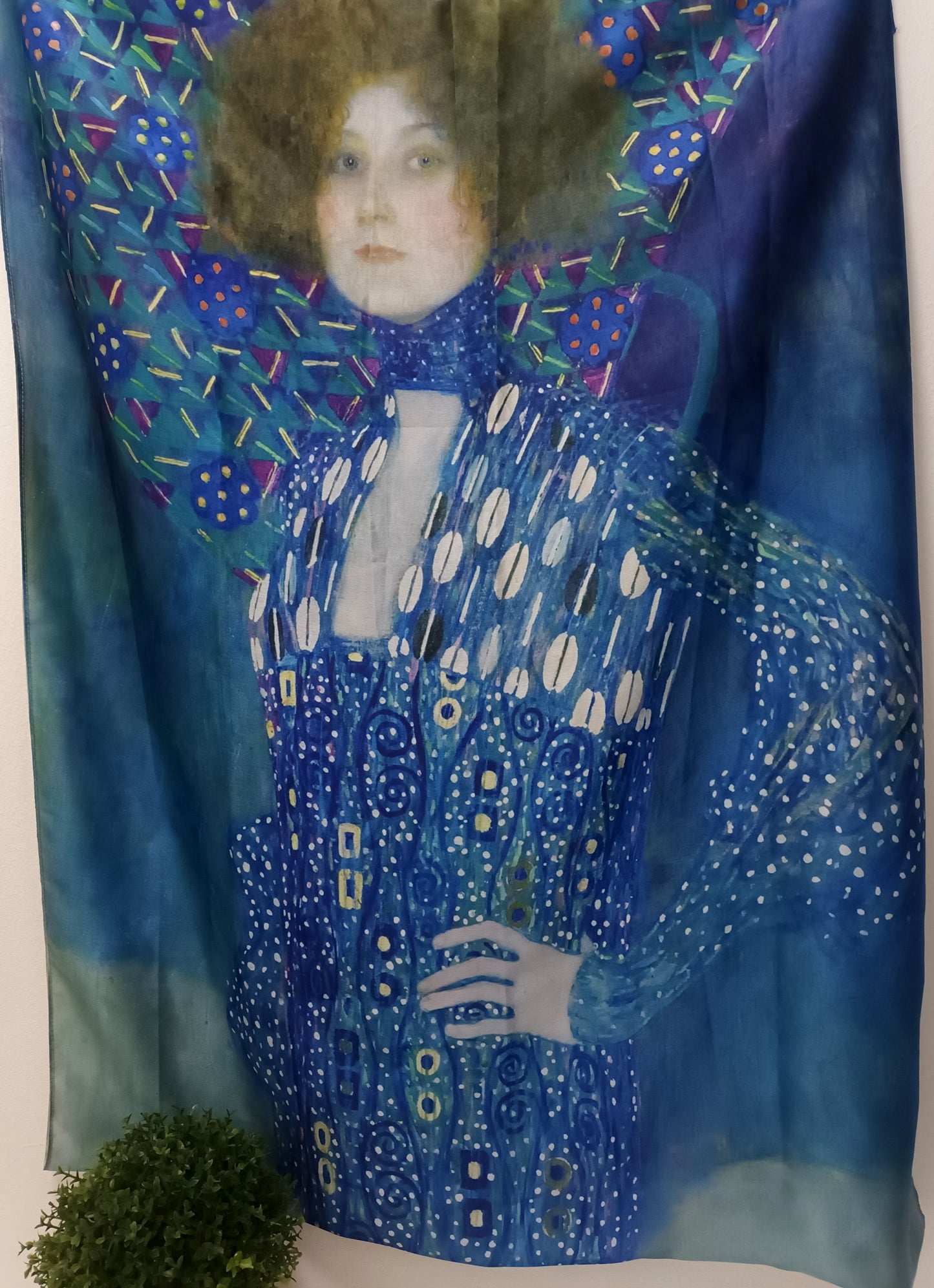 'KLIMT TONES OF BLUE' LUXURIOUS SILK MIX LARGE WRAP SCARF