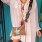 'MARITZA' WATERFALL RUFFLE FRONT FLOATY SILK MIX OVERSIZED TUNIC/DRESS BLUSH