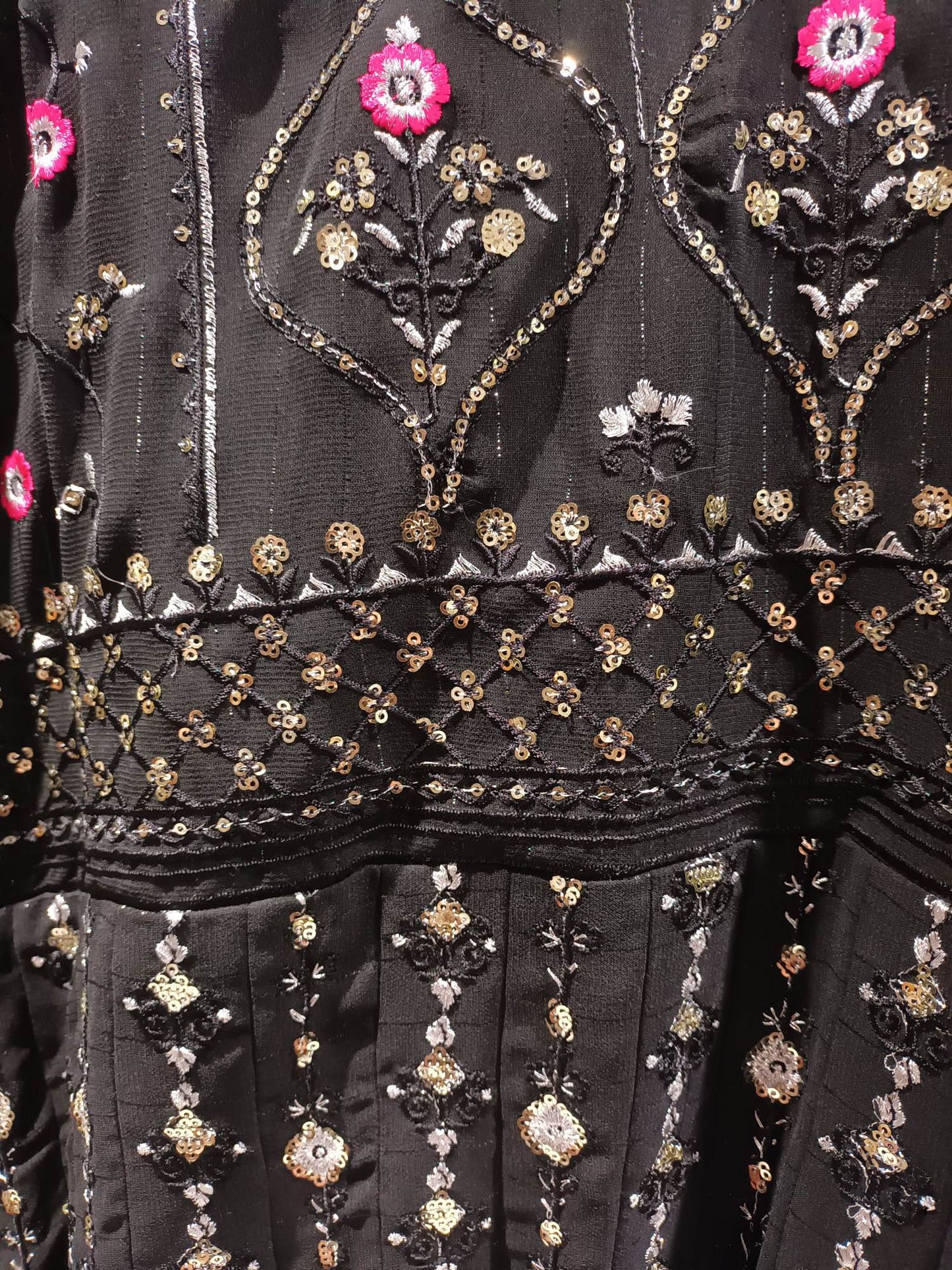'ZAHARA' FABULOUSLY EMBELLISHED BLACK CHIFFON BOHEMIAN DRESS