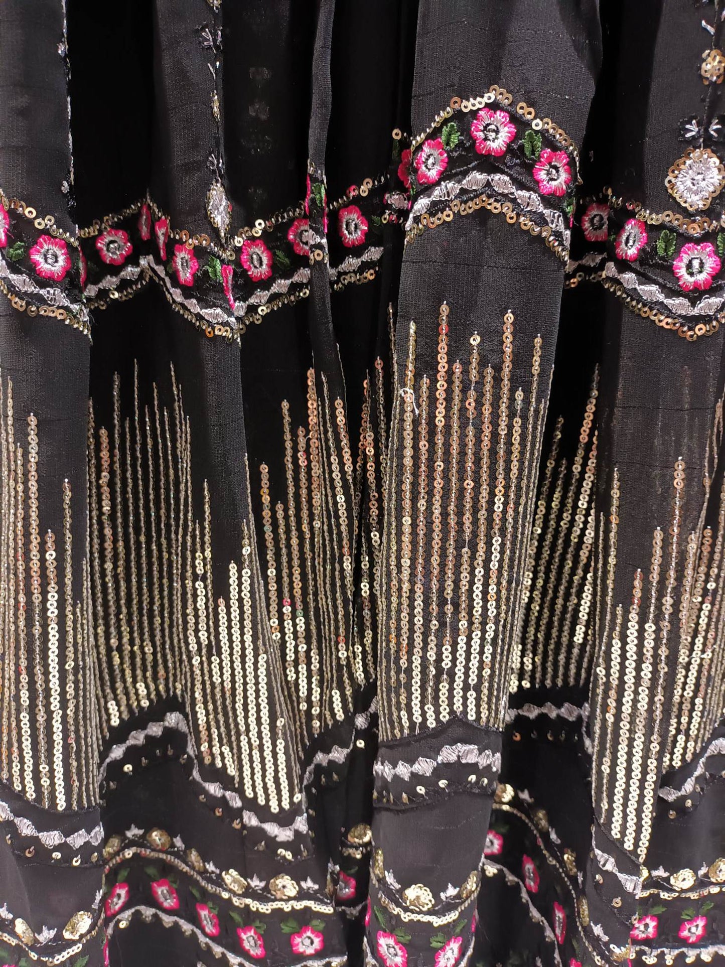 'ZAHARA' FABULOUSLY EMBELLISHED BLACK CHIFFON BOHEMIAN DRESS