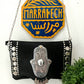 'LAYLA' MARRAKECH COLLECTION SUEDE TEXTURED FRONT STUDDED HAMZA HAND BAG IN BLACK
