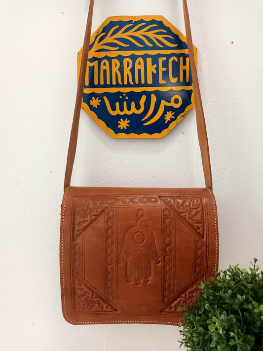 'HESTER' MARRAKECH COLLECTION HAMZA DETAIL SATCHEL STYLE BAG 100% LEATHER HANDMADE