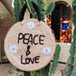 'PEACE, LOVE & DAISIES' MARRAKECH COLLECTION WOVEN STRAW BAG WITH LEATHER STRAPS