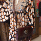 'WEEKENDER' FESTIVAL PRINT BALLOON SLEEVE DRESS WITH CONTRASTING PATTERN BODICE (BLACK, ORANGE, CREAM)