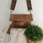 'LULU LEOPARD' FOLD OVER ITALIAN LEATHER BAG