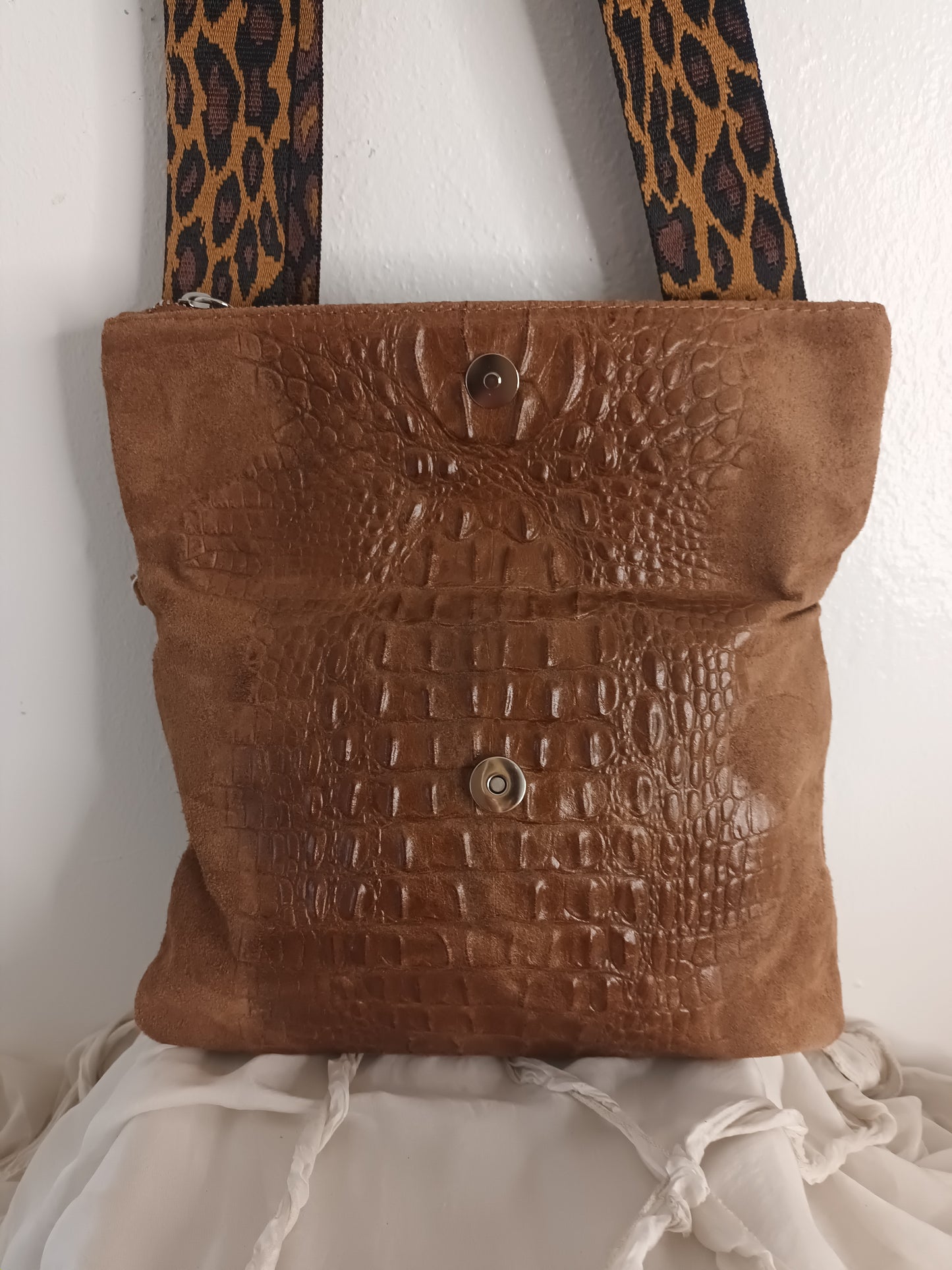 'LULU LEOPARD' FOLD OVER ITALIAN LEATHER BAG