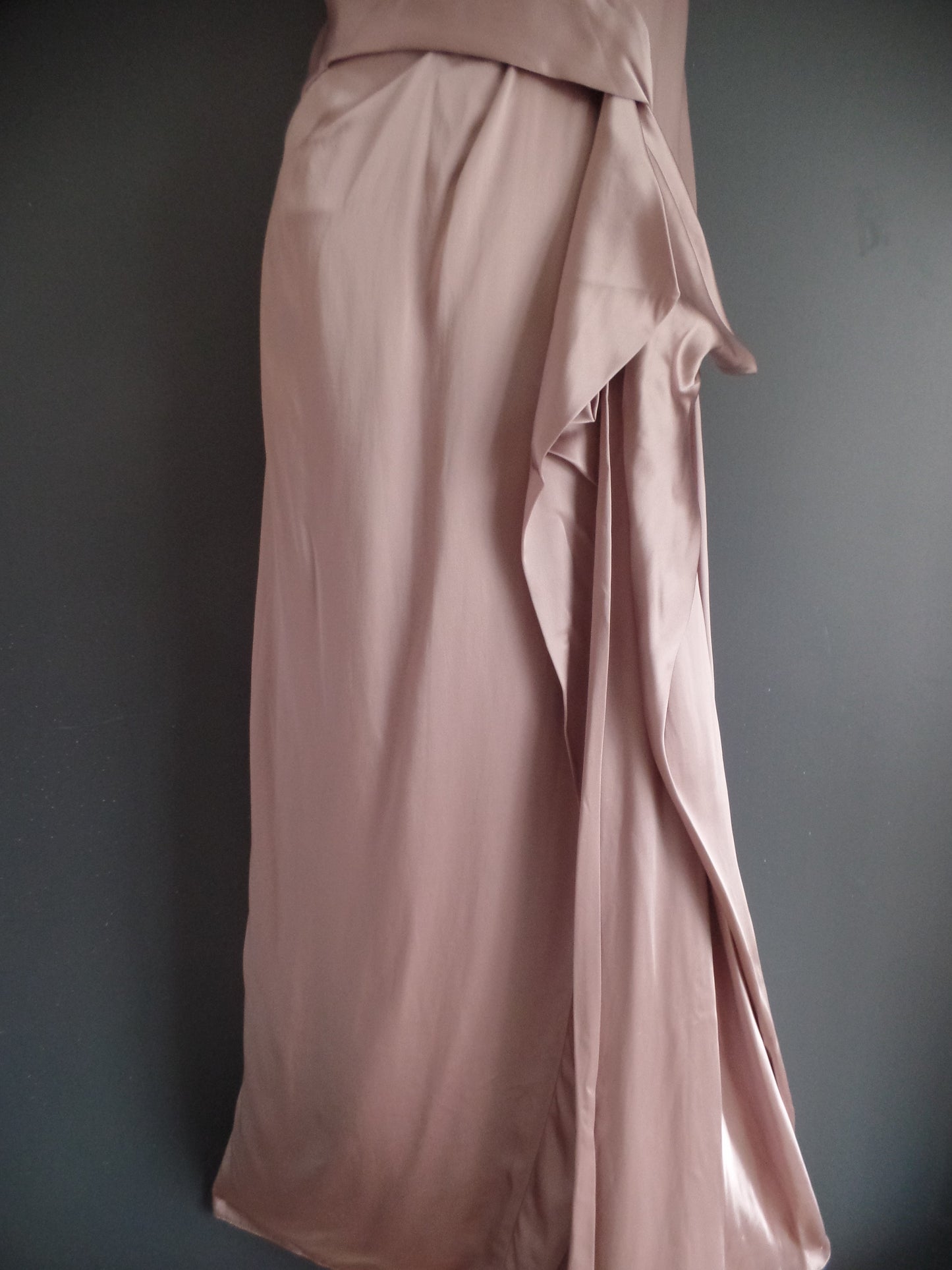 Karen Millen Size 14 Breathtaking Sumptuous Satin Pleat Tailored Fan Bodice Occasion Dress