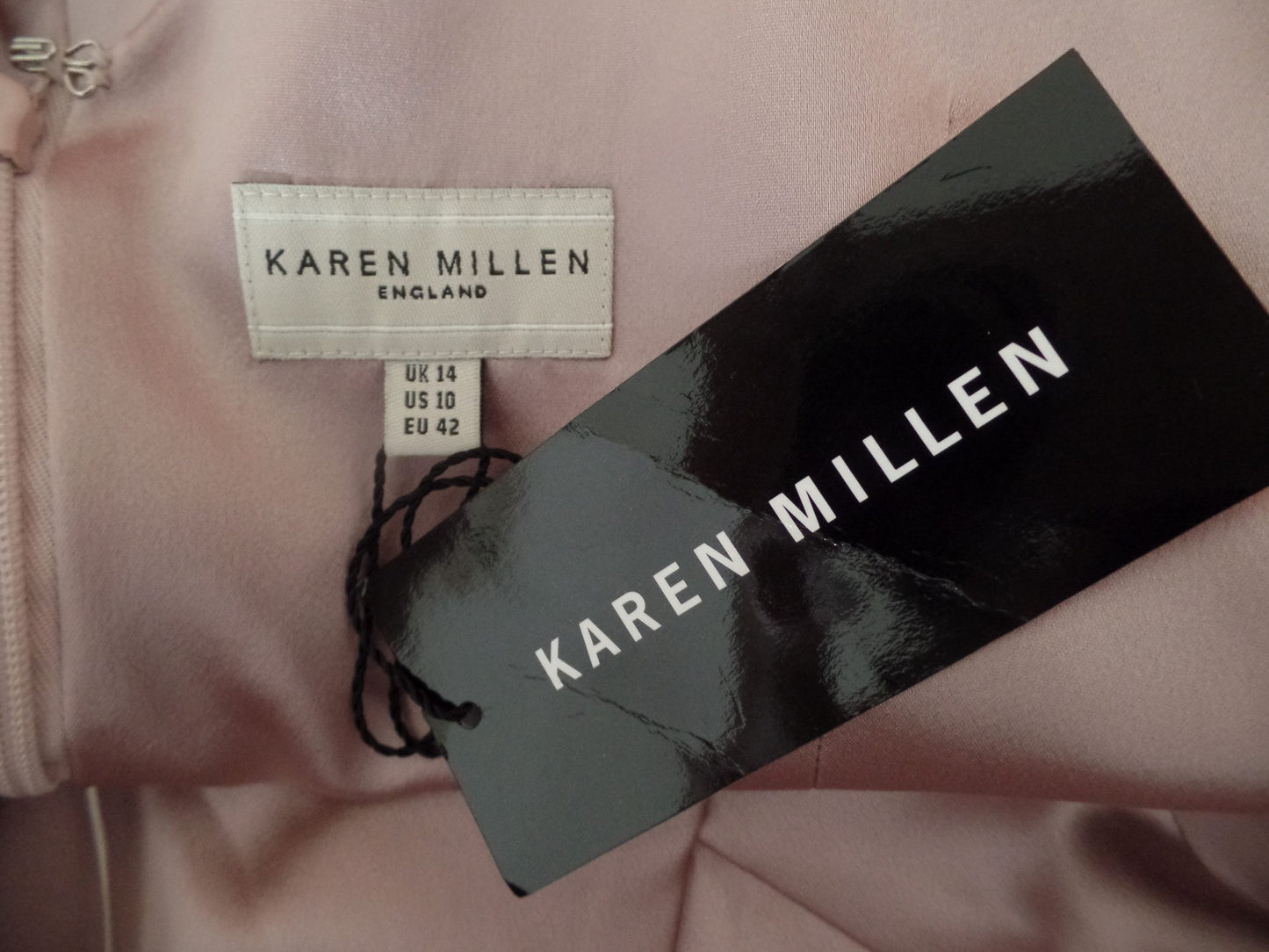 Karen Millen Size 14 Breathtaking Sumptuous Satin Pleat Tailored Fan Bodice Occasion Dress