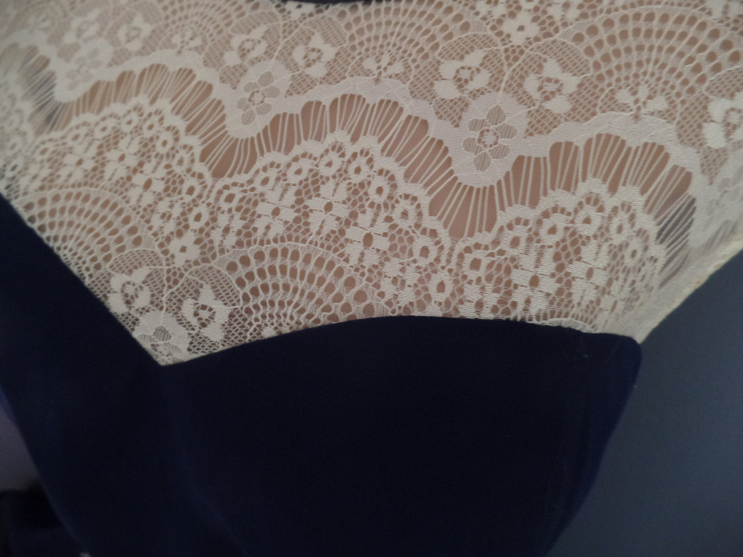 Chi Chi London Size 16 Stunning Midnight & Cream Lace Frothy Babydoll Dress