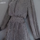 Karen Millen Size 14 Ditsy Dotty Print Crochet Neck Flippy Sheered Waist Tea Dress