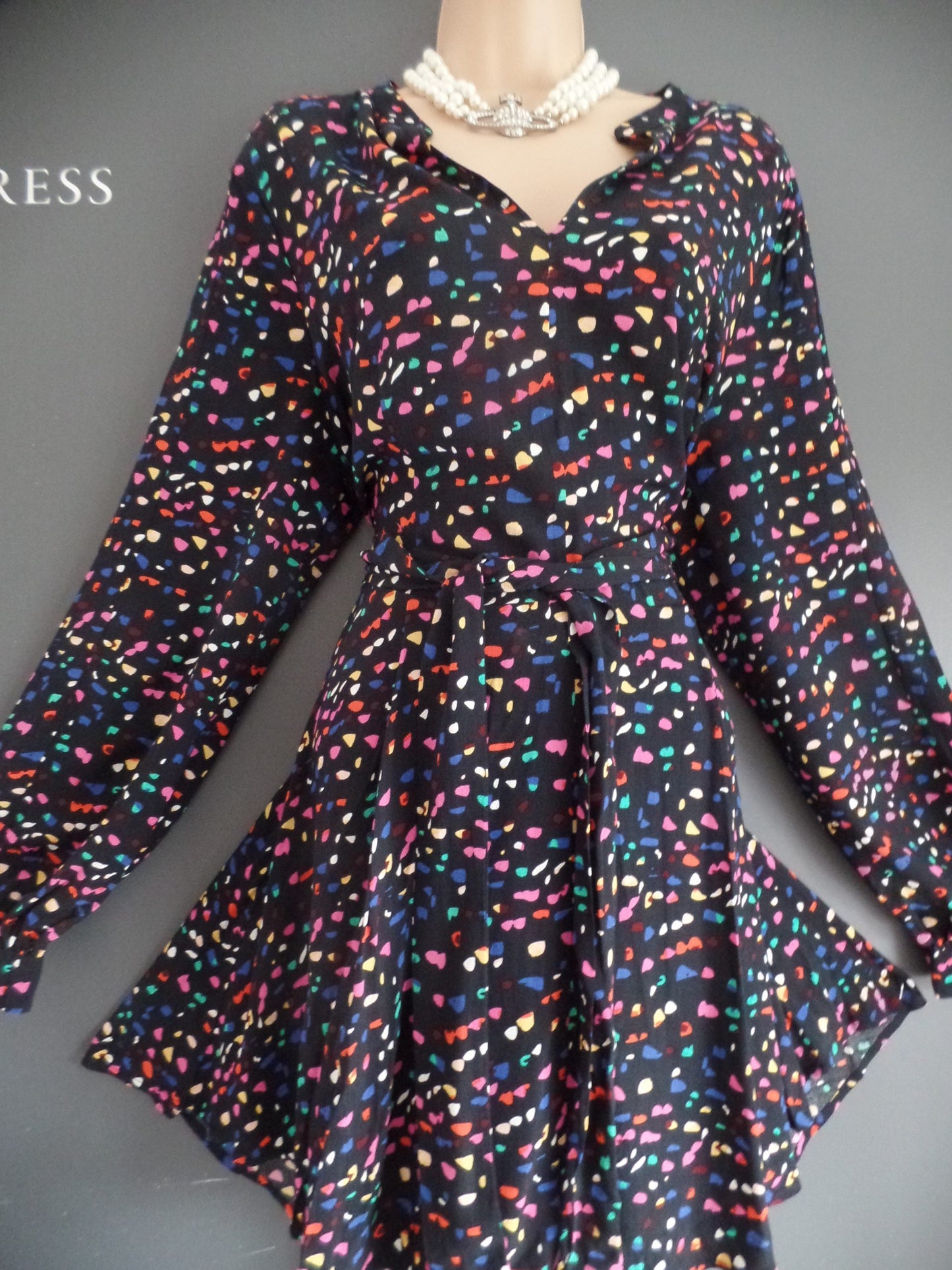 Whistles Size 14 Cheerful Rainbow Colours Fiesta Print Flippy Dress RRP £195!