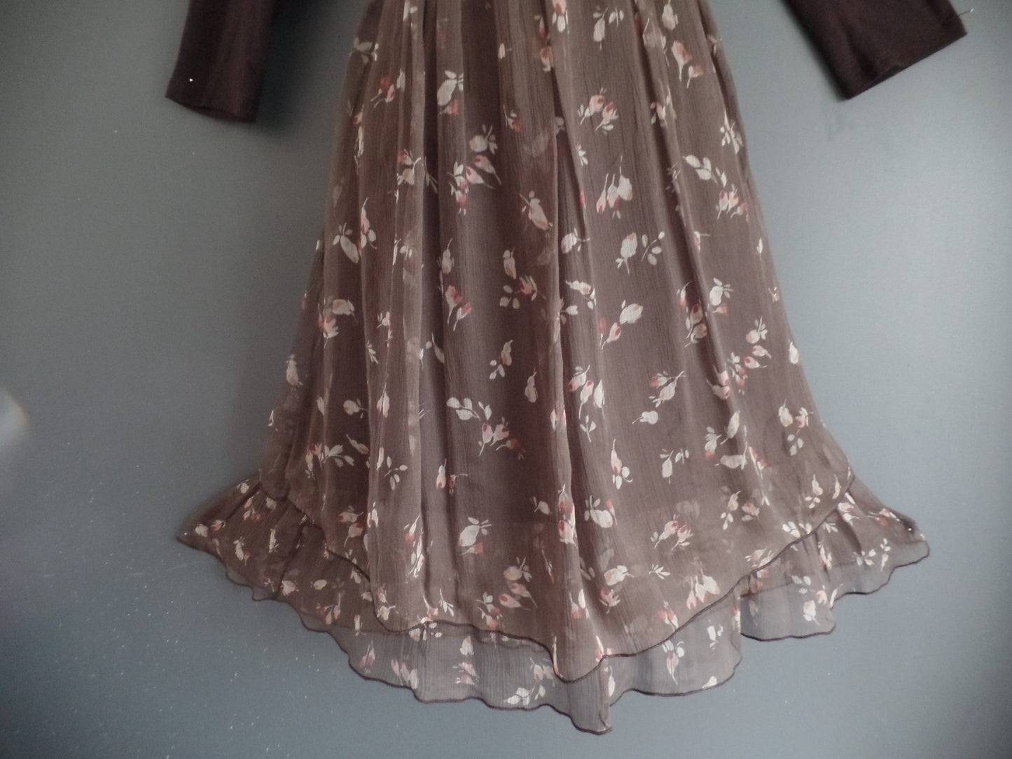 Phase Eight Size L Ditsy Floral Luxurious Silk Chiffon Jersey Shrug Dress RRP £95!