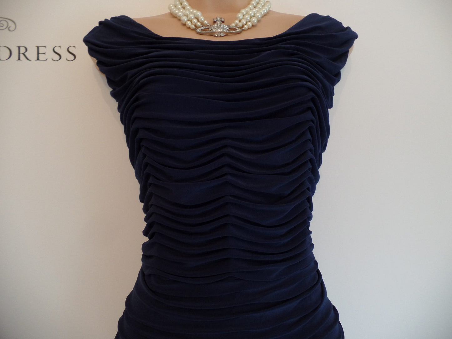 Phase Eight Size 14 Flattering Midnight Blue Ruched 'Justine' Dress