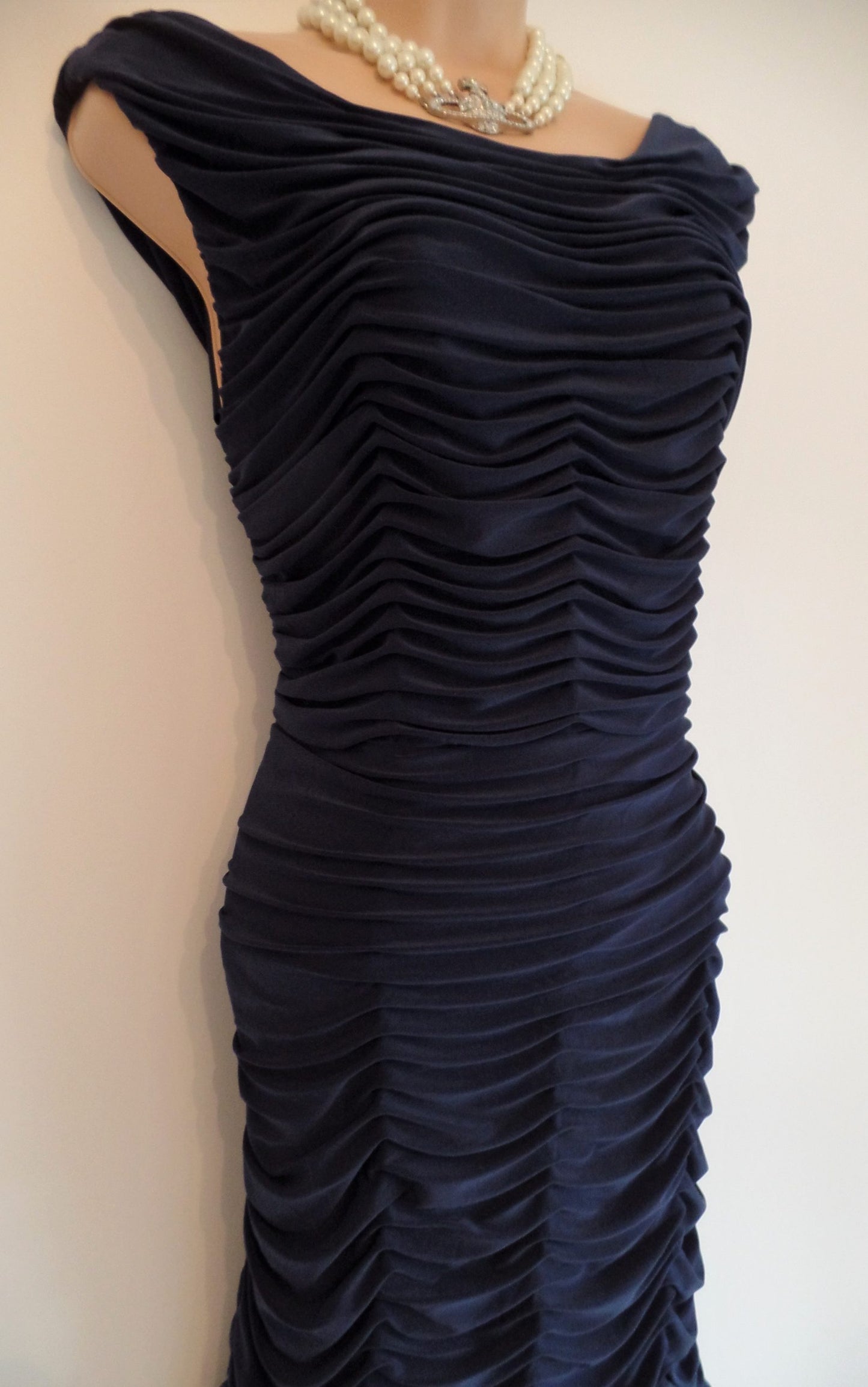 Phase Eight Size 14 Flattering Midnight Blue Ruched 'Justine' Dress