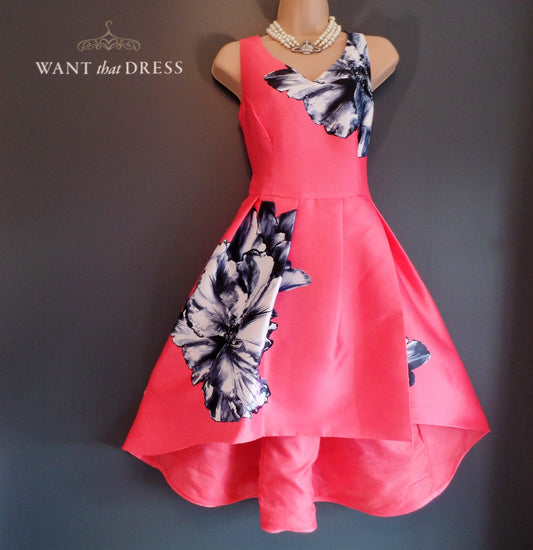 Coast Dress Candy Pink Floral Placement Dress Size 12