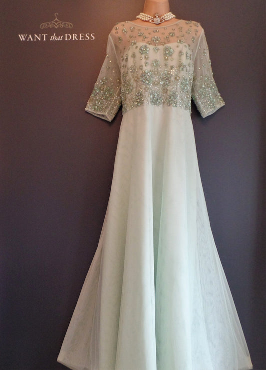 Coast Size 18 Beautiful Antique Green Embellished Dress