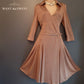Karen Millen Size 14 Stunning 70's Style Belted Flippy Hem Dress In Camel