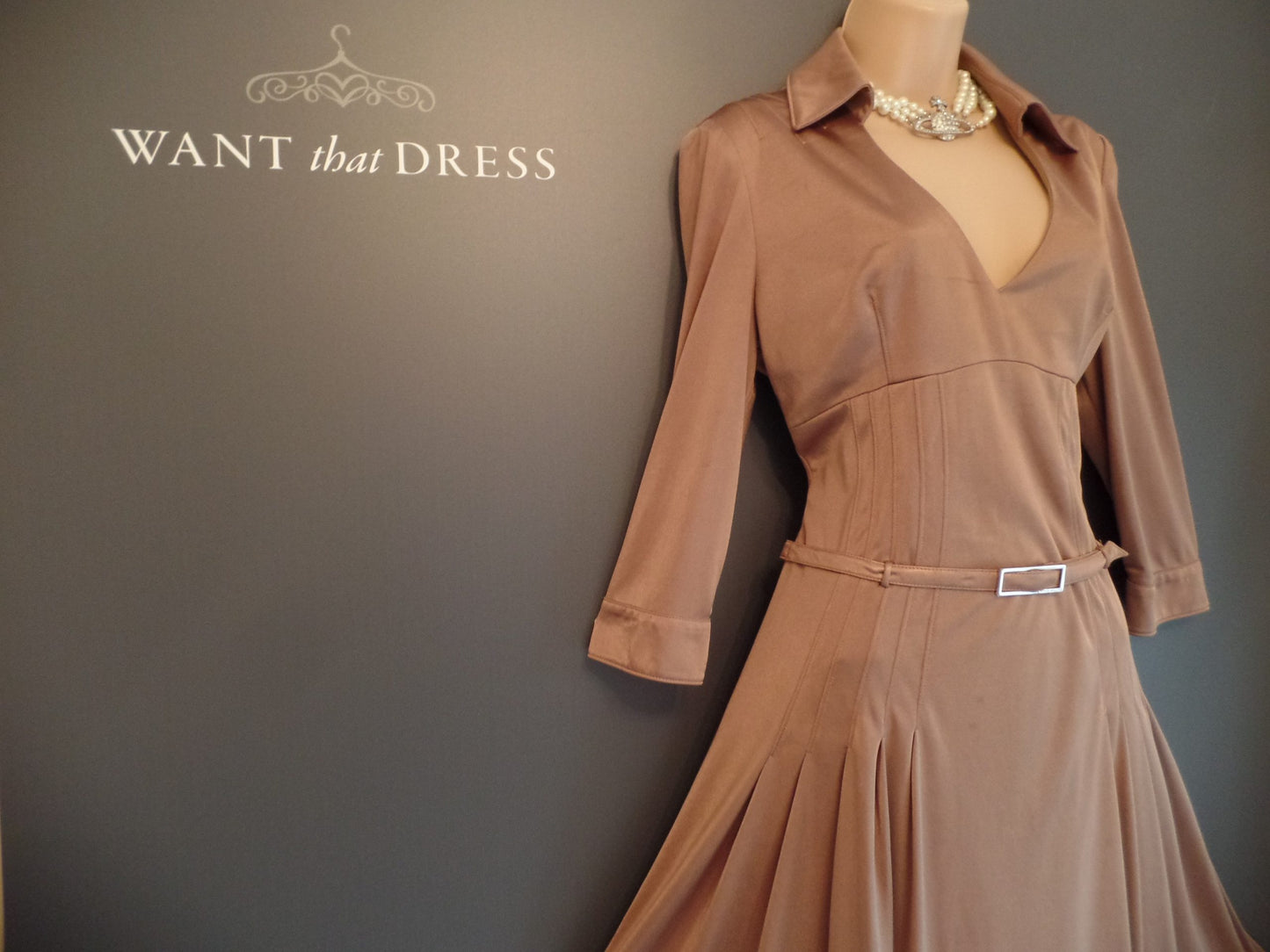 Karen Millen Size 14 Stunning 70's Style Belted Flippy Hem Dress In Camel