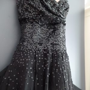 Monsoon Size 18 Luxurious Black Silk Delicately Sequinned 50's Style Dress RRP £140!