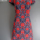 Monsoon Size 12 Adorable Festive Red and Navy Brocade Deco Poppy Dress