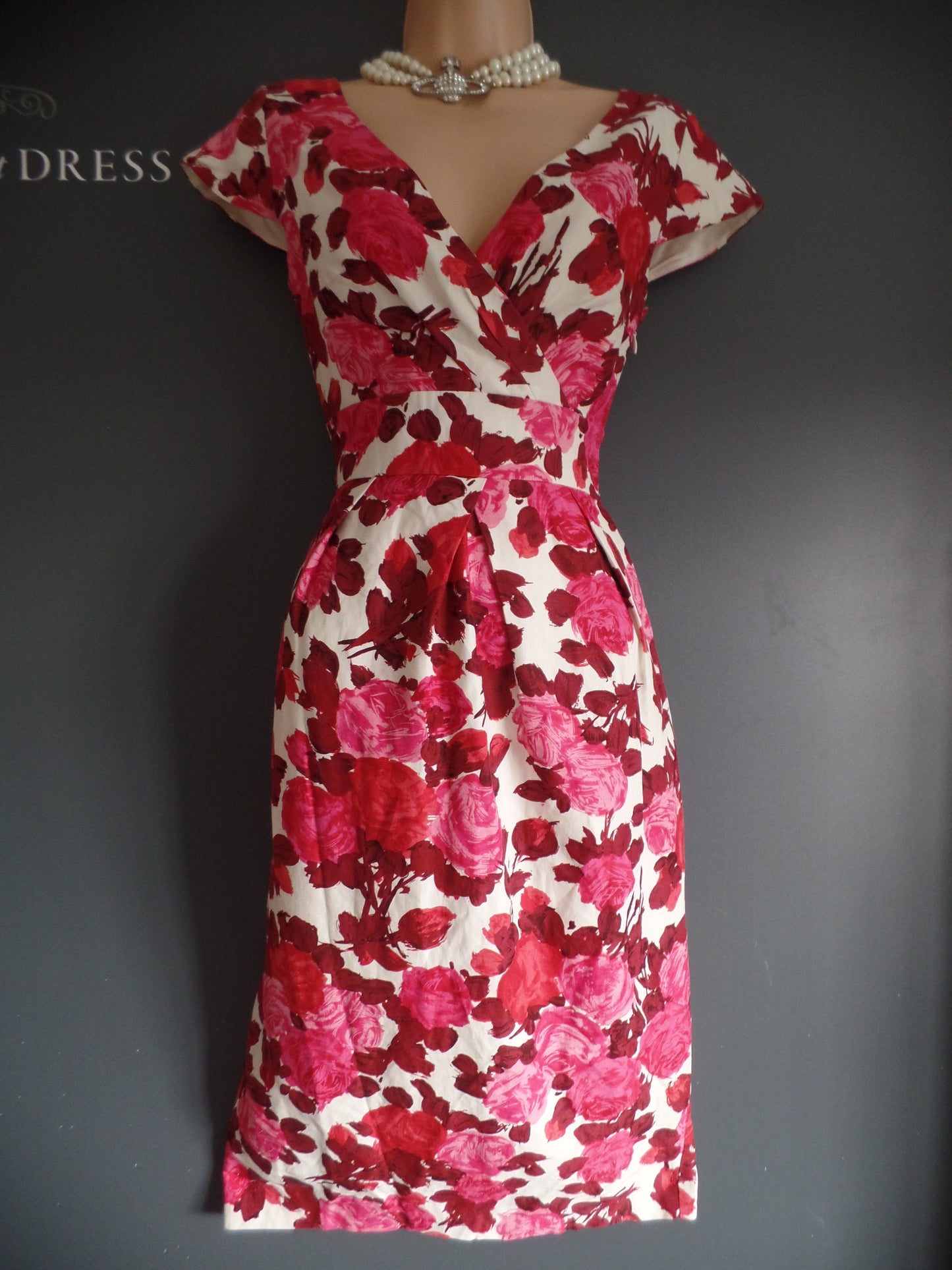 L.K.Bennett Size 6 Luxurious Silk Mix Antique Rose Print Dress