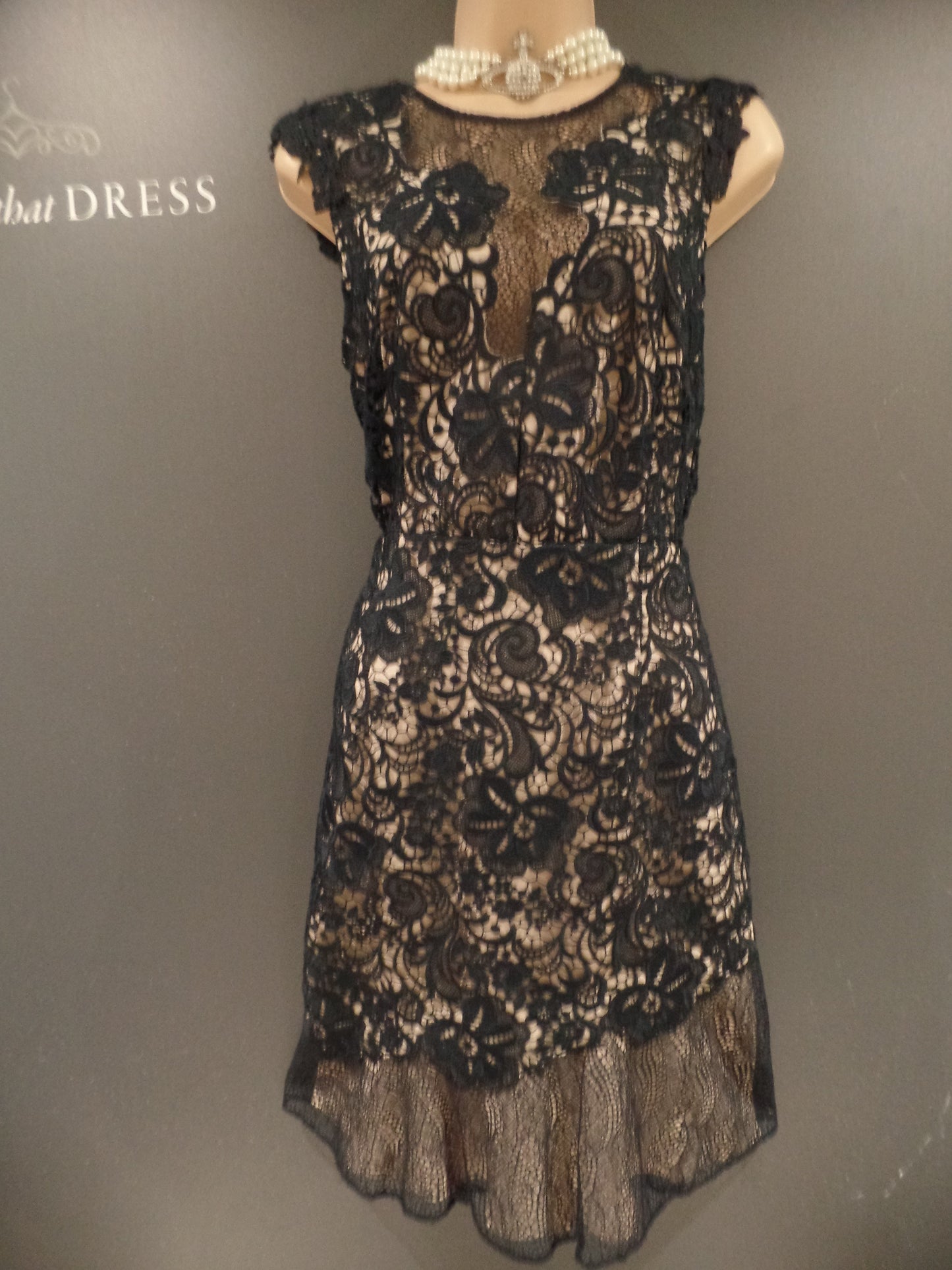 Reiss Size 12 Midnight Blue Sculpted Lace Wiggle Dress With Flippy Hem RRP £250!